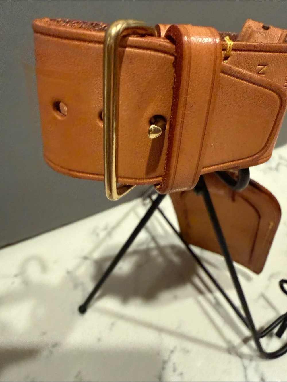 Louis Vuitton Tan Leather Luggage Tag with Stitch Detailing